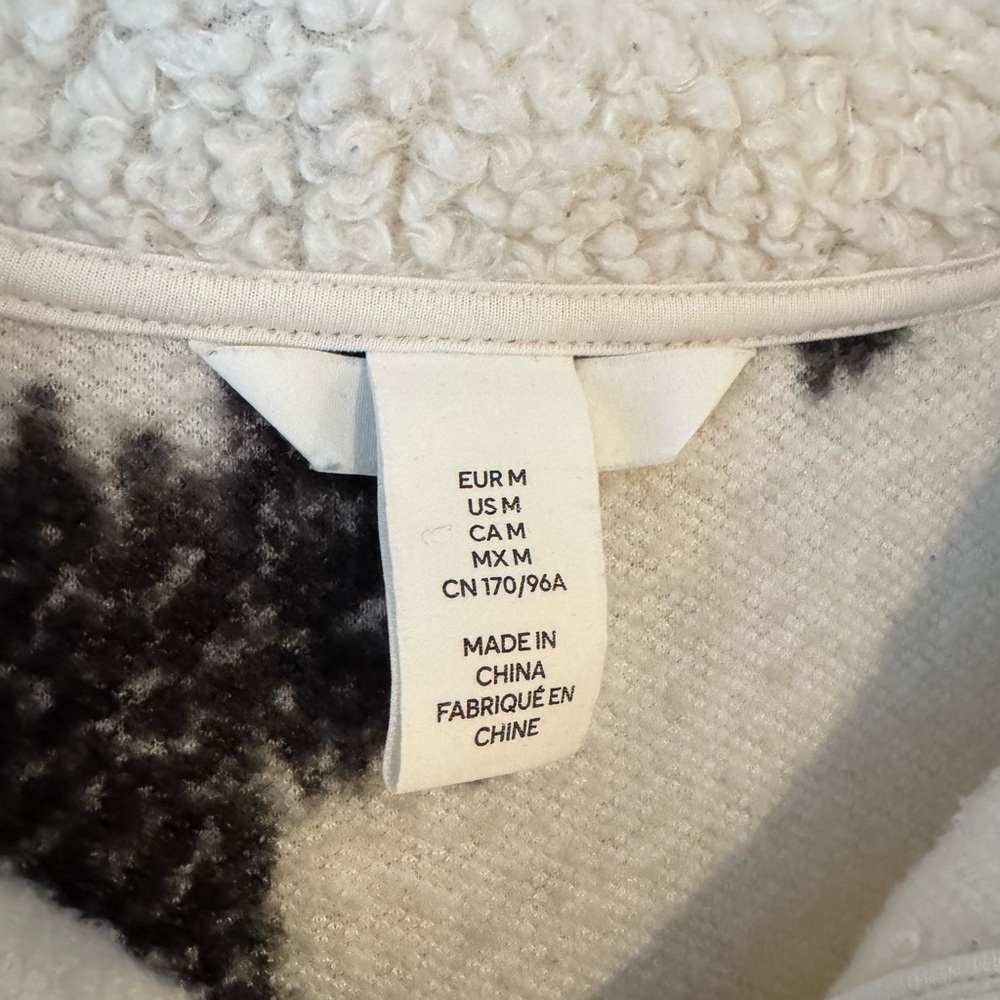 H&M Oversized Black and White Quarter Zip Sherpa Size Medium - Picture 4 of 7